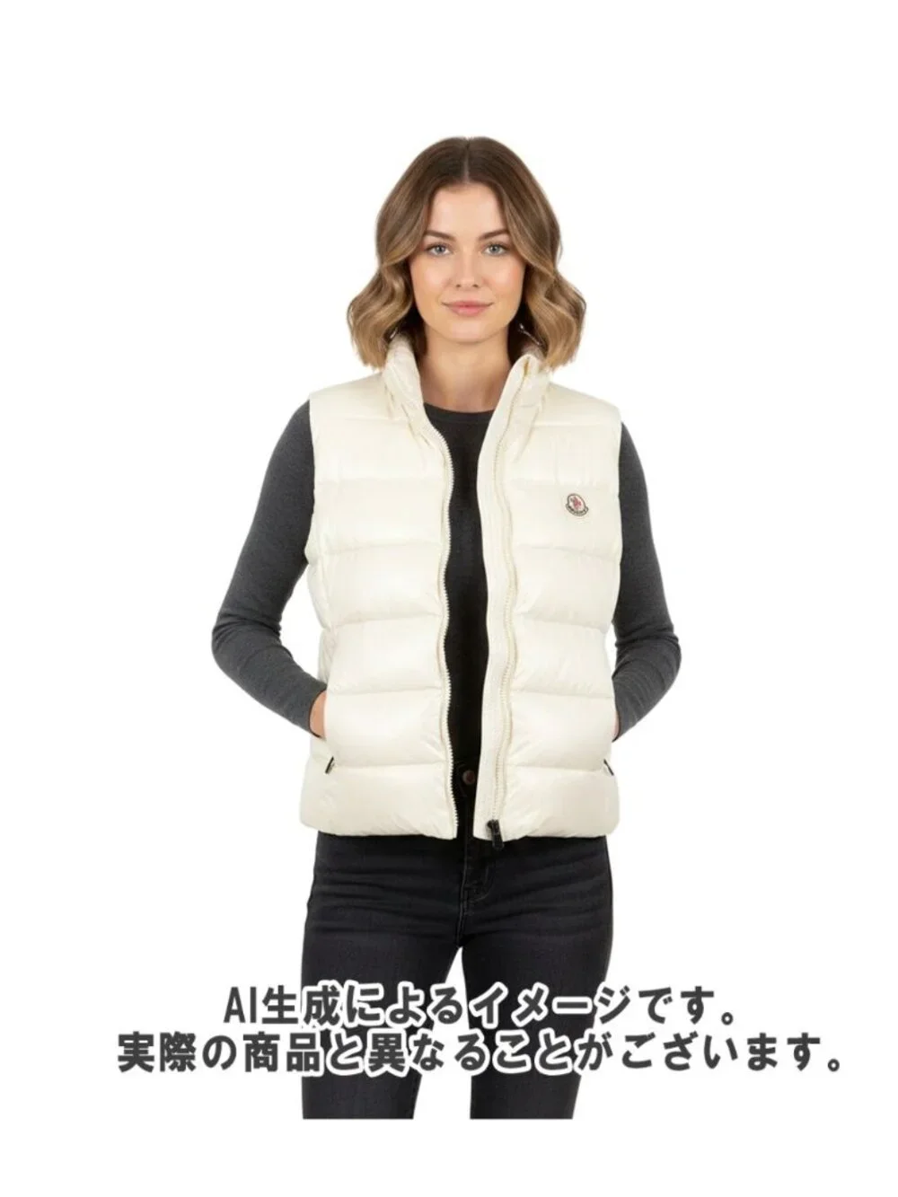 Moncler Down Vest Zip Up Logo Patch Ghany Kids